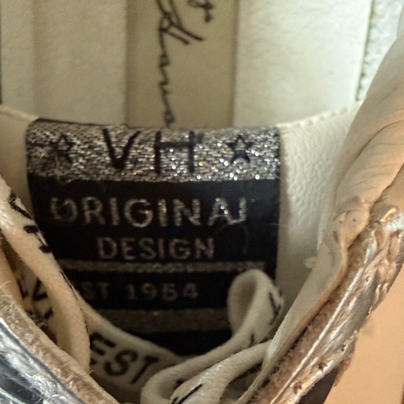 Vintage Havana Cream and Silver Sneakers with Burgundy Star - Picture 9 of 9